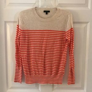 JCrew XS thin sweater orange and tan stripe